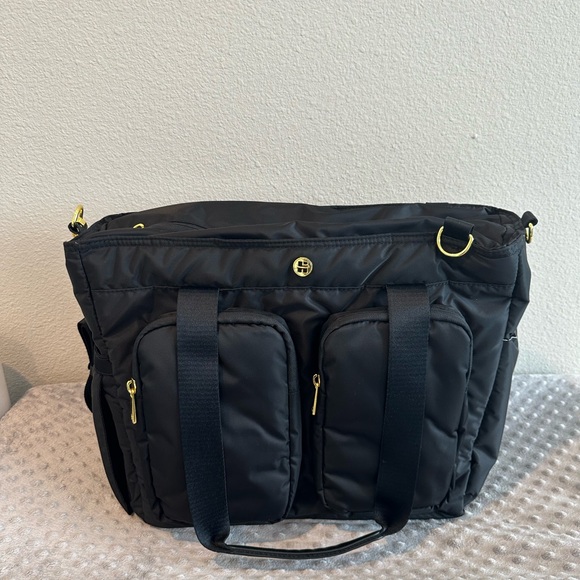 NEW! Huggies Diaper Backpack, Black Quilted gold hardware - Picture 7 of 8